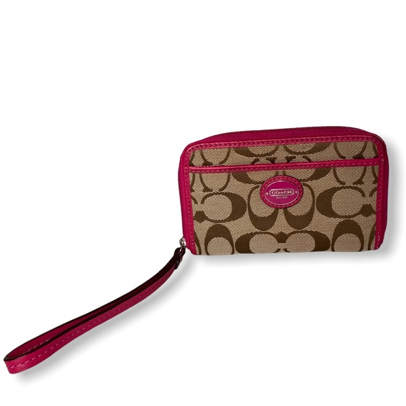 Coach Handbags - Classic Coach Wristlet Brown and Pink